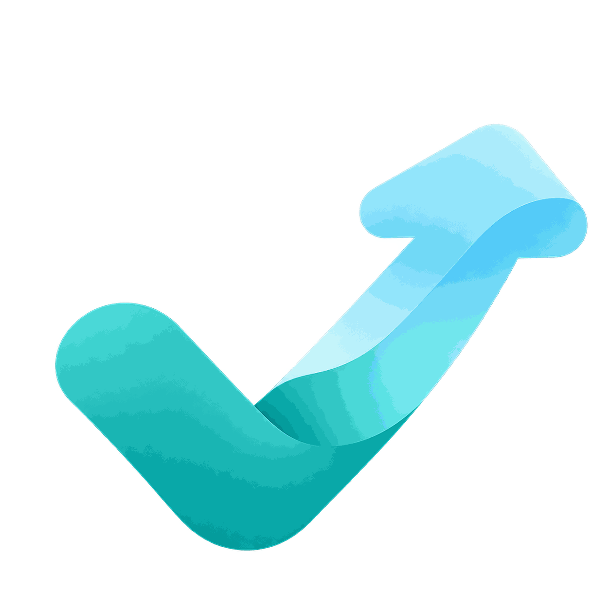 Teal check mark with a rising arrow — the BUY verdict