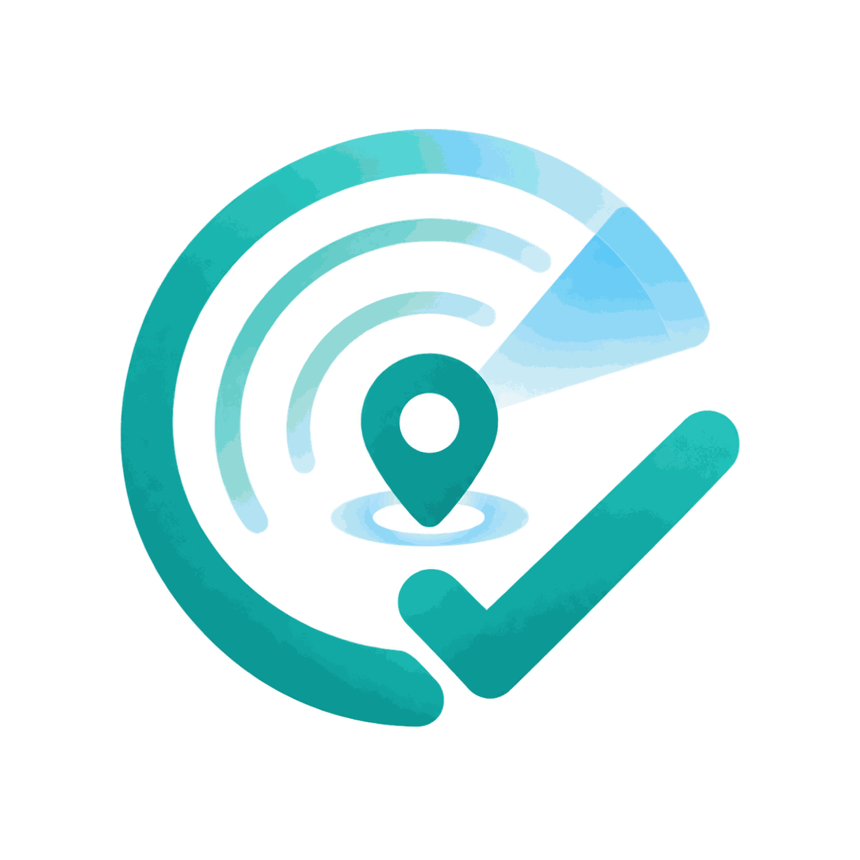 Sourcing Radar logo — radar rings with a location pin and a check mark